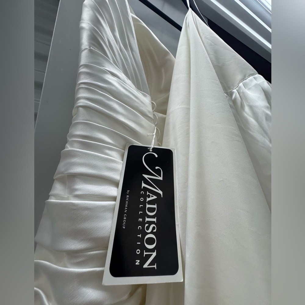 Madison Collection Ivory Satin Wedding Gown – Style 5519 – Size 8 – Corset Back - Picture 2 of 15